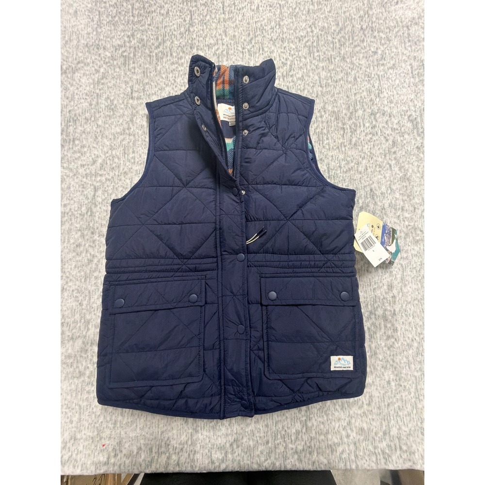 Mountain and Isles Mens Quilted Vest Midnight Navy Blue Plaid Lining MW12471 S‎